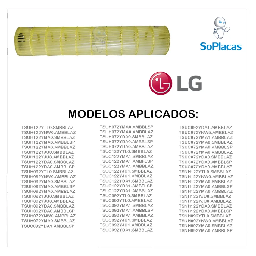 HÉLICE | TURBINA EVAPORADORA AR CONDICIONADO LG TS-C092YTL0 TSNC072YDA0 TSNC072YDA0 | 5901A20017A 5901A20017F