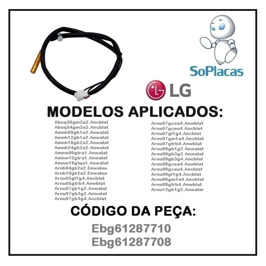 Sensor Degelo Ar Condicionado Lg Abnq36gm2a2 Abnq54gm3a2 Amnh09gb1a2 Amnh12gb1a2 Ebg61287710