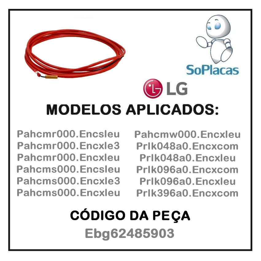 Sensor/Termistor 5k (5mts) Bulbo Grosso Cabo Vermelho Ar Condicionado Lg Ebg62485903