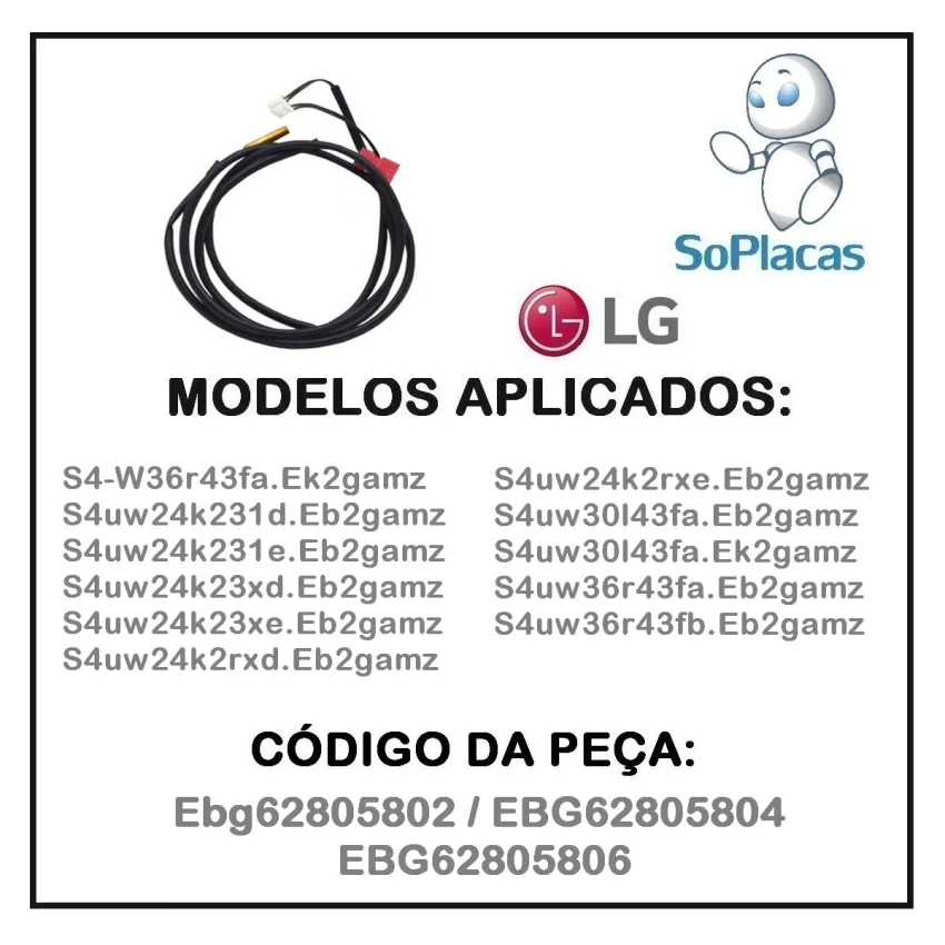 Sensor De Temperatura Ar Condicionado Lg S4-W36r43fa S4uw24k231d S4uw24k231e S4uw24k23xd Ebg62805802
