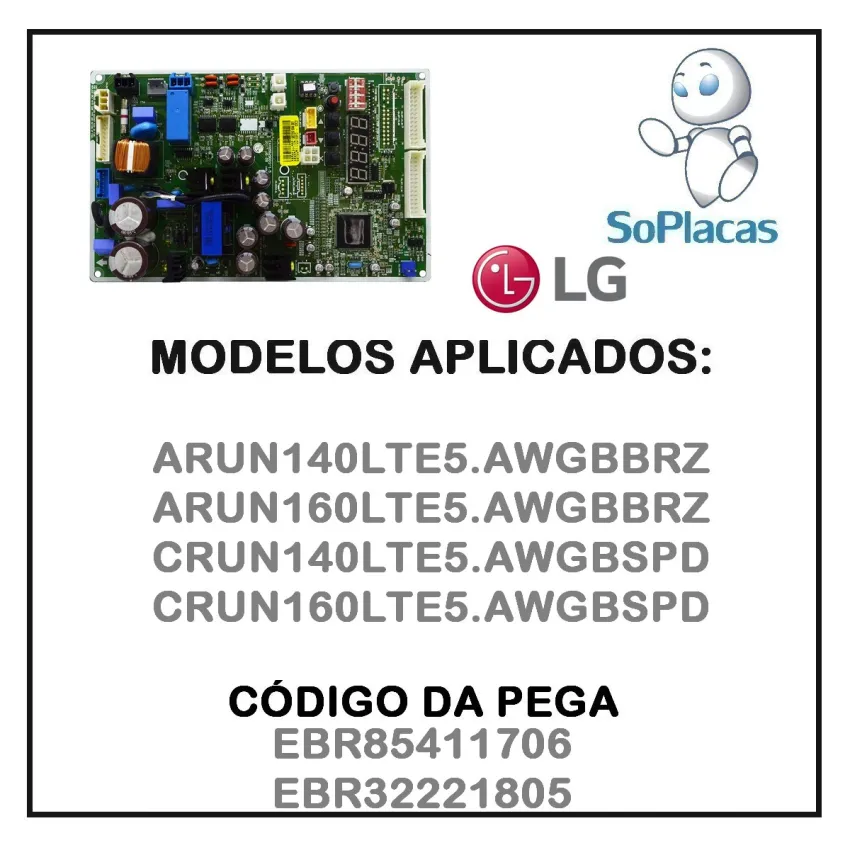PLACA CONDENSADORA AR CONDICIONADO LG ARUN140LTE5 ARUN160LTE5 CRUN140LTE5 CRUN160LTE5 EBR85411706
