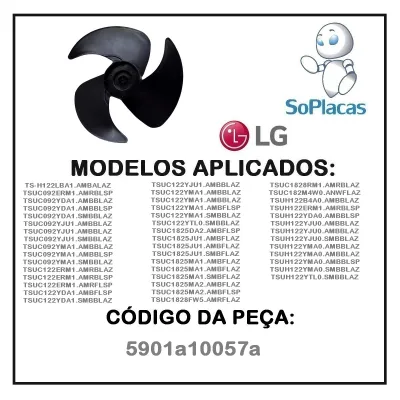 Hélice Do Ventilador Condensadora Ar Condicionado Lg Ts-H122lba1 Tsuc092erm1 Tsuc092yda1 5901a10057a