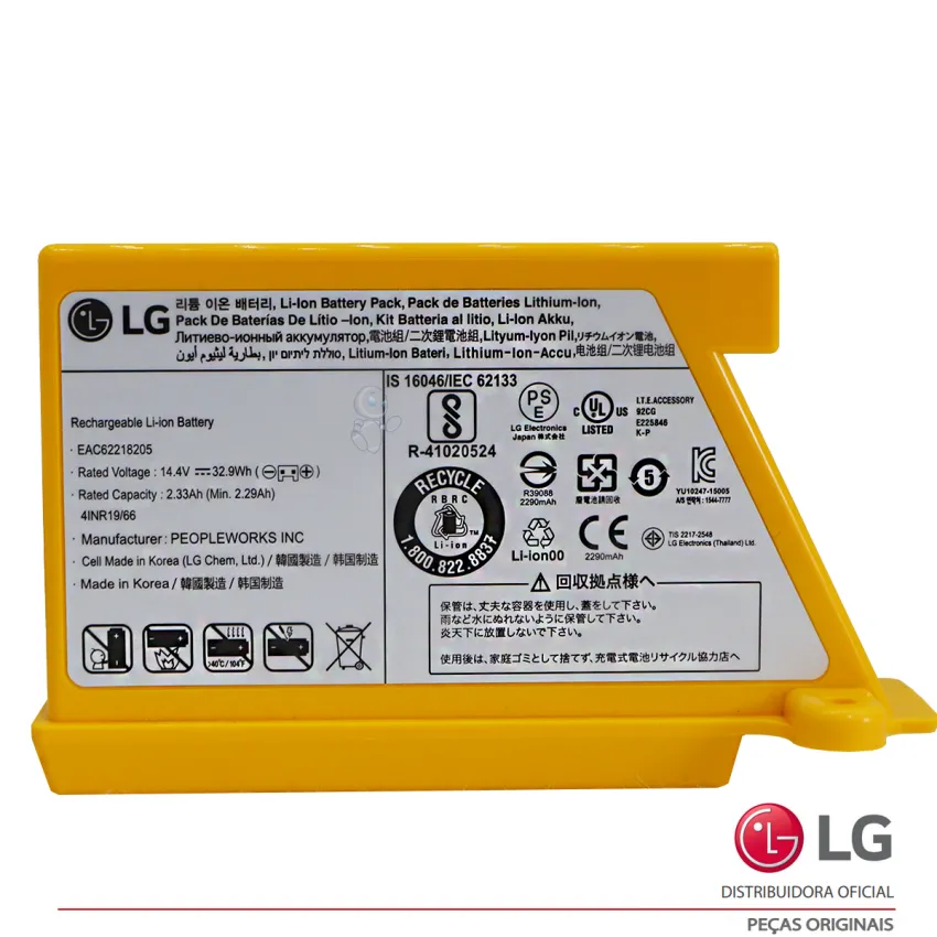BATERIA RECARREGAVEL LG ASPIRADOR 14.4V-32.9Wh 2.33Ah EAC62218205