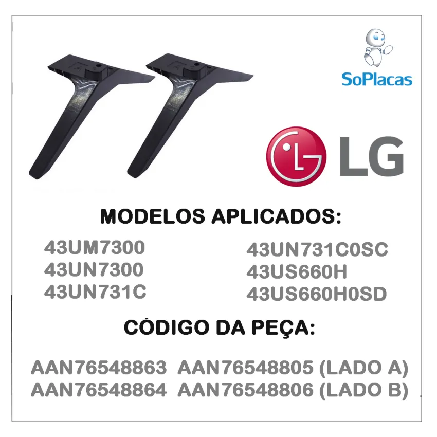 BASE PEDESTAL LG 43UM7300 43UN7300 43UN731C 43US660H AAN76548863 AAN76548805 | AAN76548864 AAN76548806