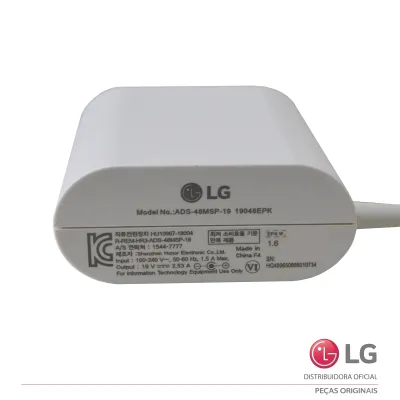 FONTE EXTERNA LG 19V - 2.53A 14Z90N 15Z90N 17Z90N 17Z990-V  ADS-48MSP-19  EAY65088601 | COR: BRANCO | ORIGINAL