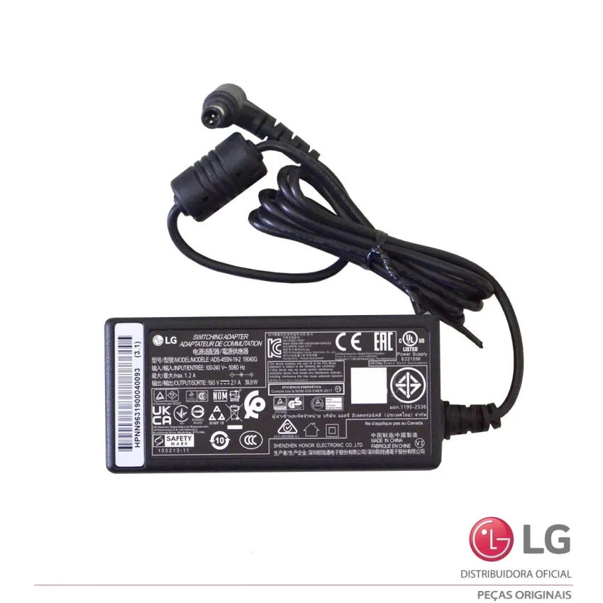 FONTE EXTERNA LG ADS-45SN-19-2 19V - 2.1A 32LH510B 32LH515B 32LW300C GP9 WK7 EAY63190002 EAY63190004 | ORIGINAL
