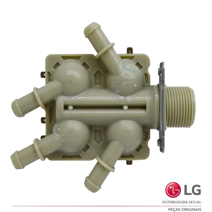 VÁLVULA ENTRADA ÁGUA 4 VIAS LAVA E SECA LG 12V AJU75412403 NOVO | ORIGINAL