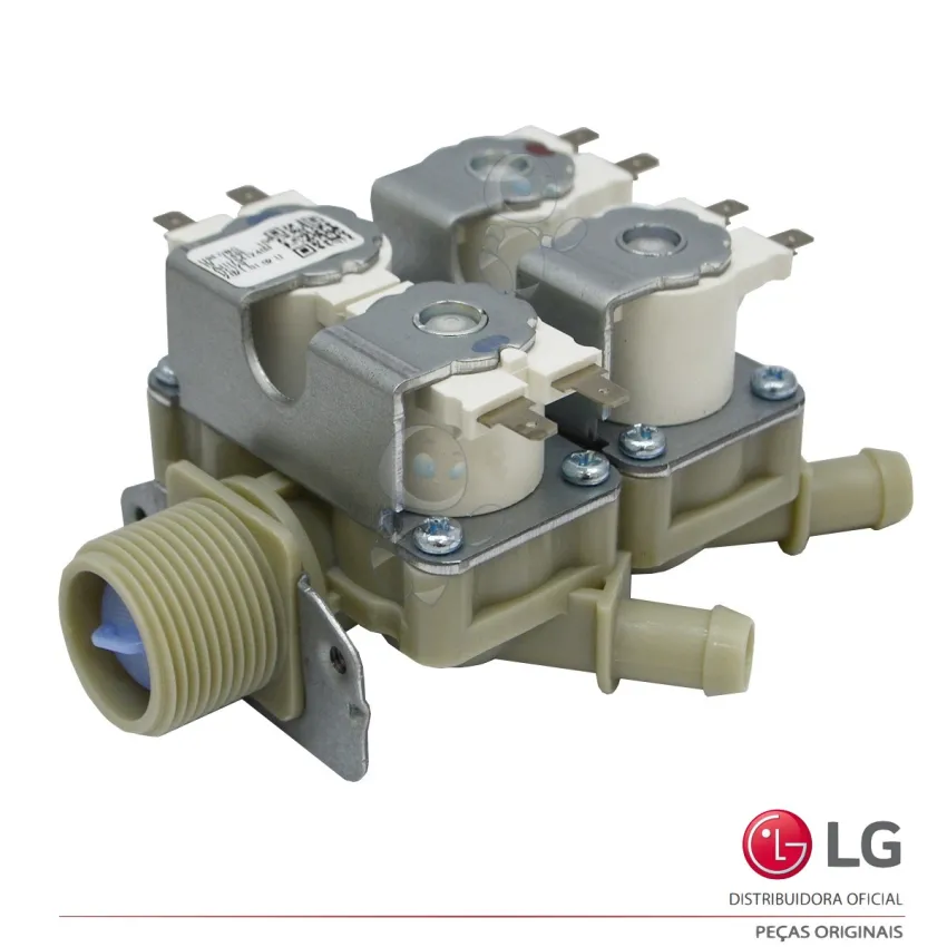 VÁLVULA ENTRADA ÁGUA 4 VIAS LAVA E SECA LG 12V AJU75412403 NOVO | ORIGINAL
