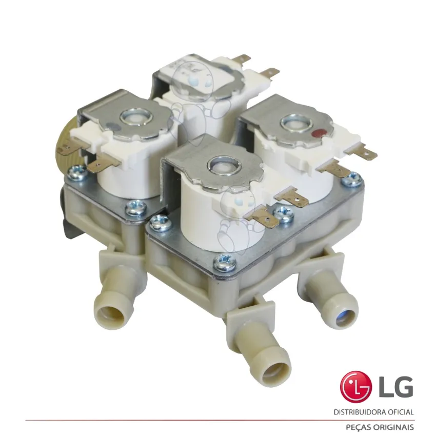 VÁLVULA ENTRADA ÁGUA 4 VIAS LAVA E SECA LG 12V AJU75412403 NOVO | ORIGINAL