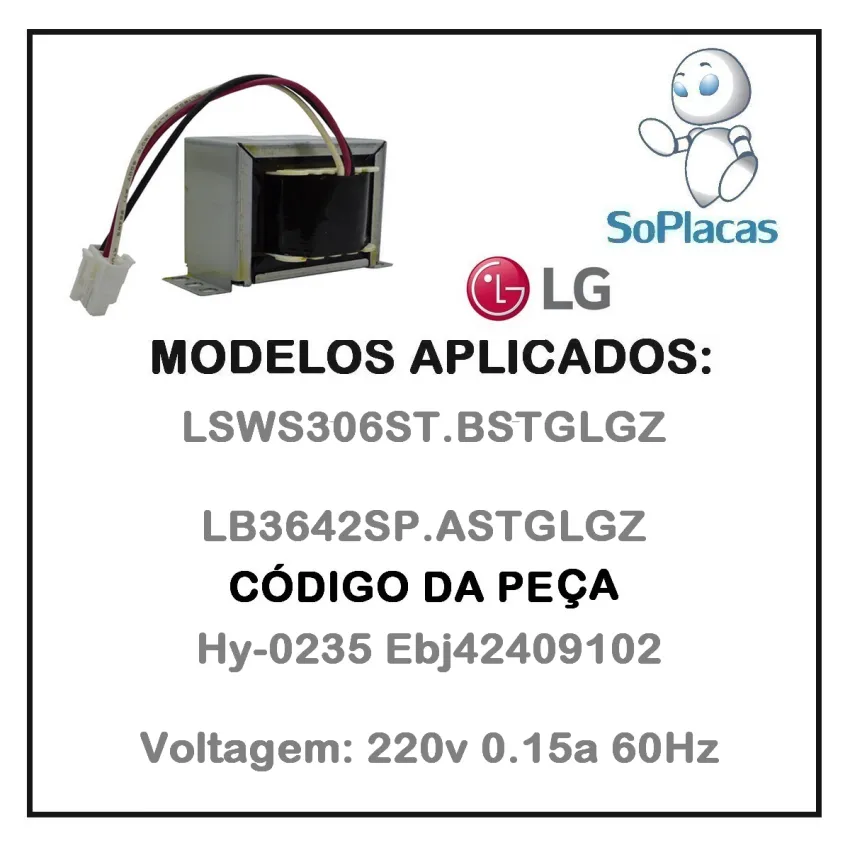 Transformador Para Forno Lg Lsws306st Lb3642sp Hy-0235 Ebj42409102 | Novo
