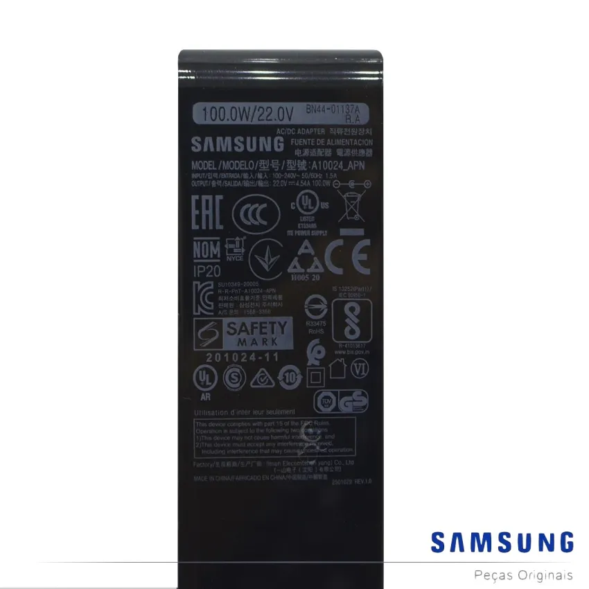 FONTE EXTERNA MONITOR SAMSUNG A10024_APN 100-240V ~ 50/60Hz 22V - 4.54A BN44-01137A | ORIGINAL