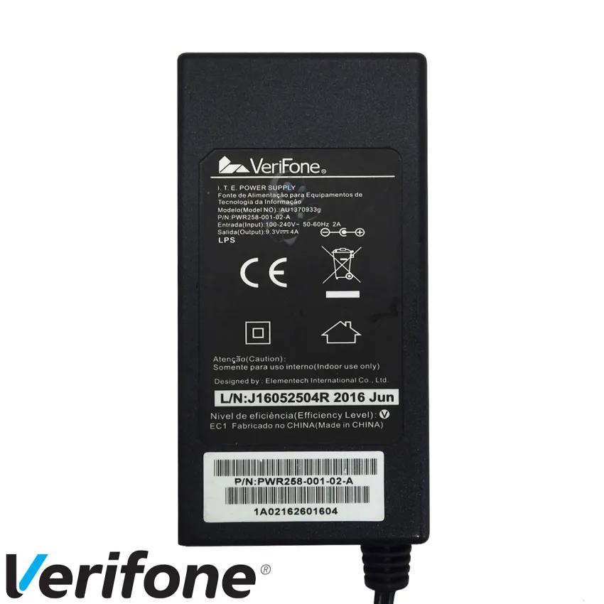 FONTE CARREGADOR VERIFONE AU1370933G VX520 9.3V 4A | NOVA