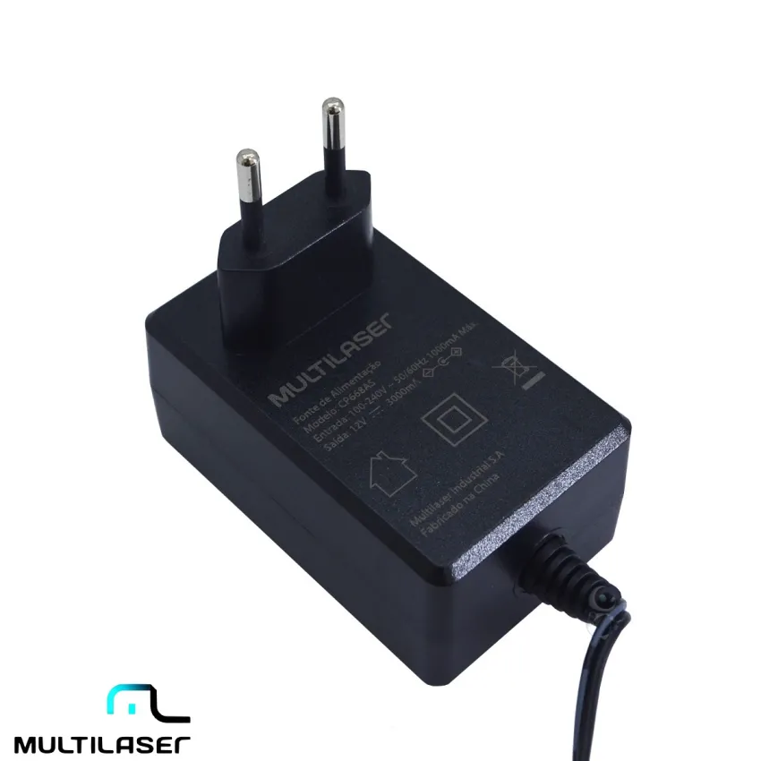 FONTE EXTERNA MULTILASER CP668AS ( 100 - 240V ~ 50/60Hz  1000mA MAX  12V - 3000 mA) ORIGINAL