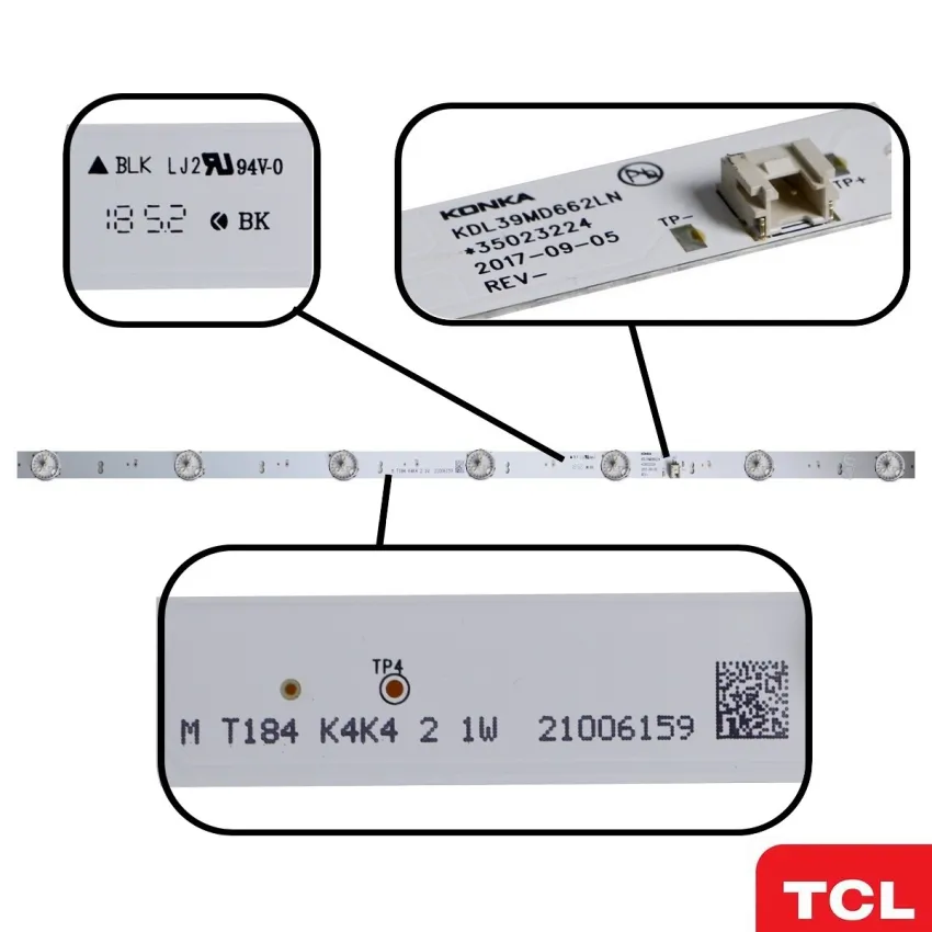 KIT BARRAMENTO TCL L39S3900 L39S3900FS | 4 BARRAS | ORIGINAL