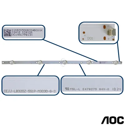 KIT BARRAMENTO AOC 32S5295/78G 32S5295 CEJJ-LB320Z-5S1P-M3030-G-3 | 2 BARRAS