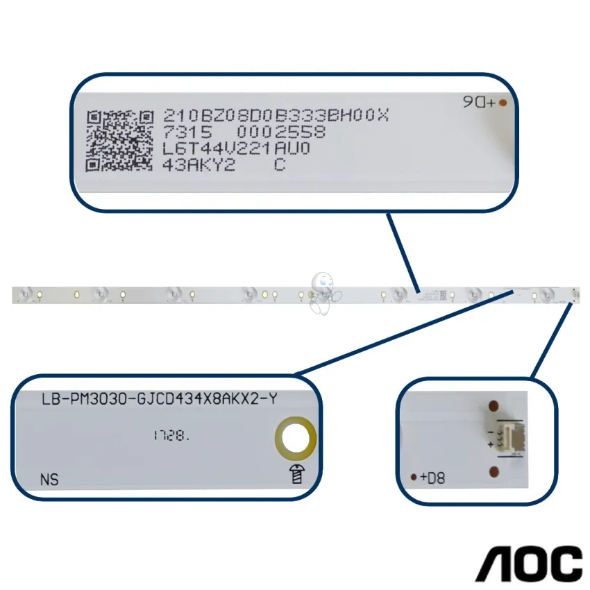 KIT BARRAMENTO AOC LE43S5970 LE43S5977 LB-PM3030-GJCD434X8AKX2-Y | 4 BARRAS