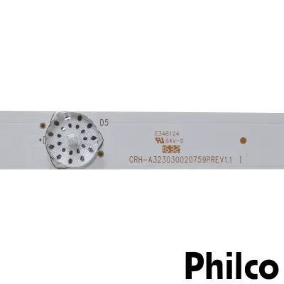 KIT BARRAMENTO DE LED PHILCO PH32E20DSGW PH32E31DG PH32E20 PH32E31 | 2 BARRAS C/ 7 LEDS - ORIGINAL