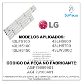KIT  BARRAMENTO LED LG 43LF5100 43LH5100 43LH5150 43LH5600 43LH5700 43LW300C AGF79099901 AGF79103401 AGF79082302