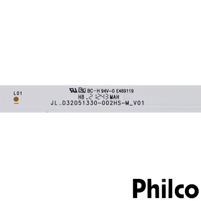 KIT BARRAMENTO LED PHILCO PTV32G52S PTV32G50D PTV32G50SN PTV32G70RCH JL.D32051330-002HS-M_V01 E469119- 2 BARRAS 5 LEDS