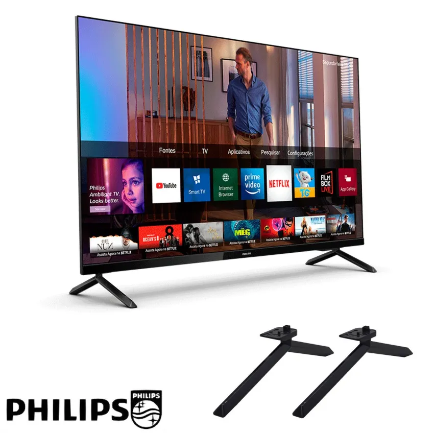 BASE PEDESTAL PHILIPS 32PFG6825/78 RC-3604-1 RC-3605-1 + 4 PARAFUSOS | ORIGINAL