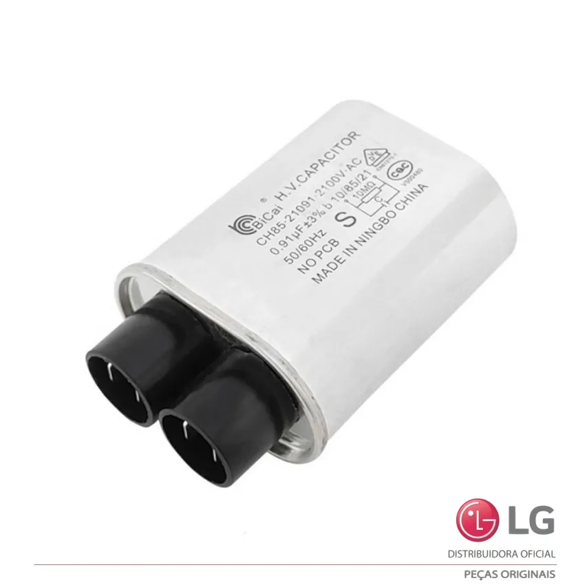 CAPACITOR ALTA TENSÃO MICROONDAS LG 0.91UF 2100V 50/60HZ 0CZZW1H001T 0CZZW1H007K