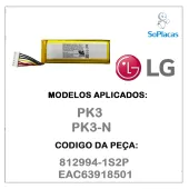BATERIA RECARREGÁVEL LG PK3 PK3-N 812994-1S2P EAC63918501 | NOVA