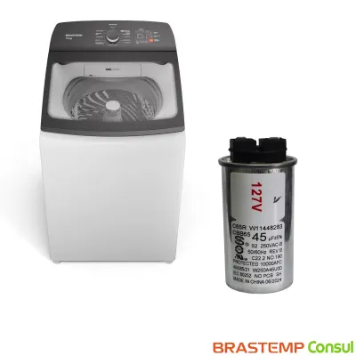 CAPACITOR BRASTEMP/CONSUL LAVADORA 45UF 127V BWB08A BWB09AB BWB11A  BWB22A BWC06A | W11574386