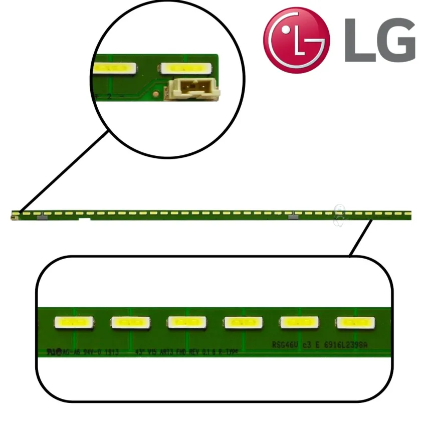 KIT BARRAMENTO LED LG 43LF6350 43LX341C 43LX541H 43UF6750 43UF6800 AGF80317801 - NOVO