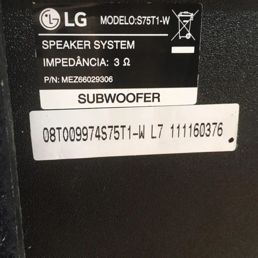 CAIXA ACÚSTICA SUBWOOFER LHB755W S75T1-W (SEMI NOVA)