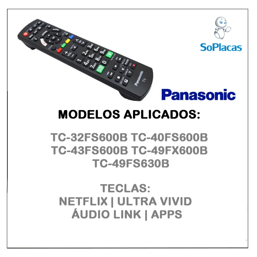 CONTROLE REMOTO PANASONIC SMART TC-32FS600B TC-40FS600B TC-43FS600B TC-49FX600B TC-49FS630B