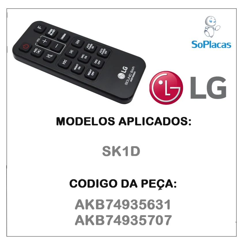 CONTROLE REMOTO DVD LG DP132 DP132-NU AKB74075501 COV31736202 NOVO -  ORIGINAL 