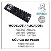 CONTROLE REMOTO LG CM8360 CM8460 CM9760 CM9960 OM5560 OM7560 AKB74955302