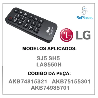 CONTROLE REMOTO SOUNDBAR LG SJ5 SH5 LAS550H AKB74815321 AKB75155301 AKB74935701- ORIGINAL