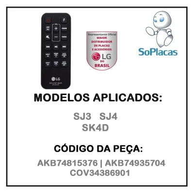 CONTROLE REMOTO LG SJ3 SJ4 SK4D AKB74815376 COV34386901 NOVO | ORIGINAL
