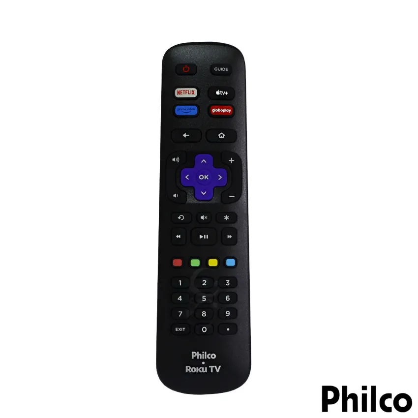 CONTROLE REMOTO PHILCO ROKU TV RC-NWIR3026000082 NETFLIX / PRIME VIDEO / GLOBO PLAY / APPLE TV+
