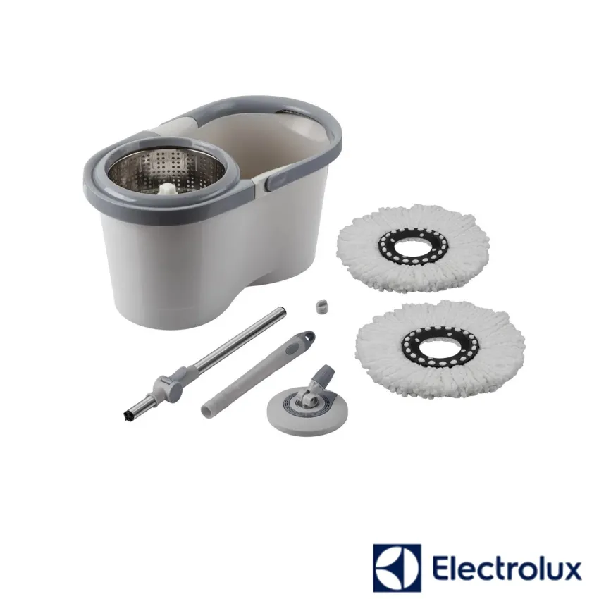 MOP MENALUX ELECTROLUX GIRATÓRIO COM CESTO INOX E REFIL EXTRA DE MICROFIBRA | CAPACIDADE: 6,5L | BRANCO | A23072301