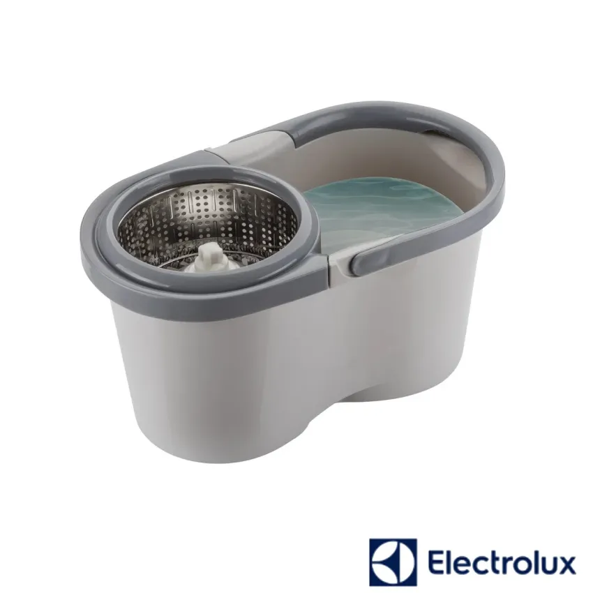 MOP MENALUX ELECTROLUX GIRATÓRIO COM CESTO INOX E REFIL EXTRA DE MICROFIBRA | CAPACIDADE: 6,5L | BRANCO | A23072301