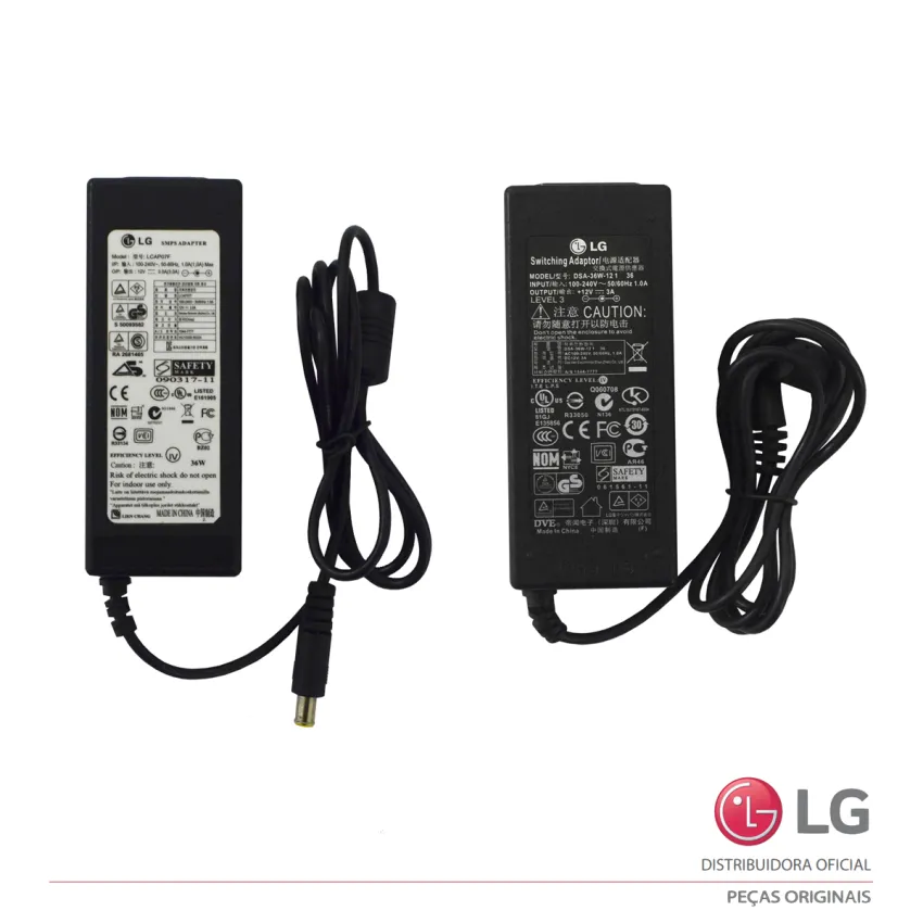 FONTE EXTERNA LG LCAP07F DSA-36W-121 100-240V 50/60HZ 1.0A (12V 3.0A) EAY60740801 EAY32008603 EAY32008601 EAY32008602