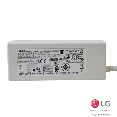 FONTE EXTERNA LG DA-65F19 19V - 3.42A QP5W EAY62990924 | COR: BRANCO | ORIGINAL