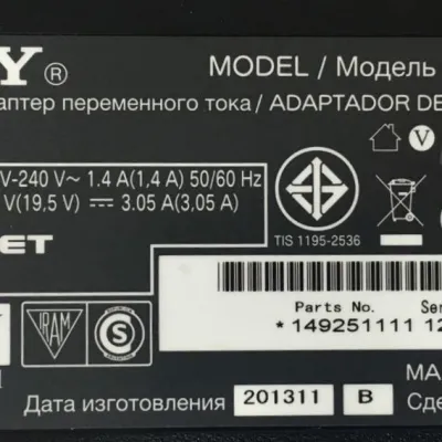 FONTE EXTERNA SONY ACDP-060S01 100 V-240 V~ 1.4 A(1,4 A) 50/60 Hz 19.5 V(19,5 V) - 3.05 A