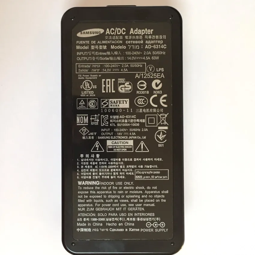 FONTE EXTERNA SAMSUNG AD-6314C BN44-00399A 100-240V~2.0A 50/60Hz 14.0v===4.5a 63W