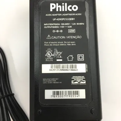 FONTE EXTERNA PHILCO UF-42W2P(12.0)EB1 100-240V~ 1,2A 50-60Hz 12V==3,5A
