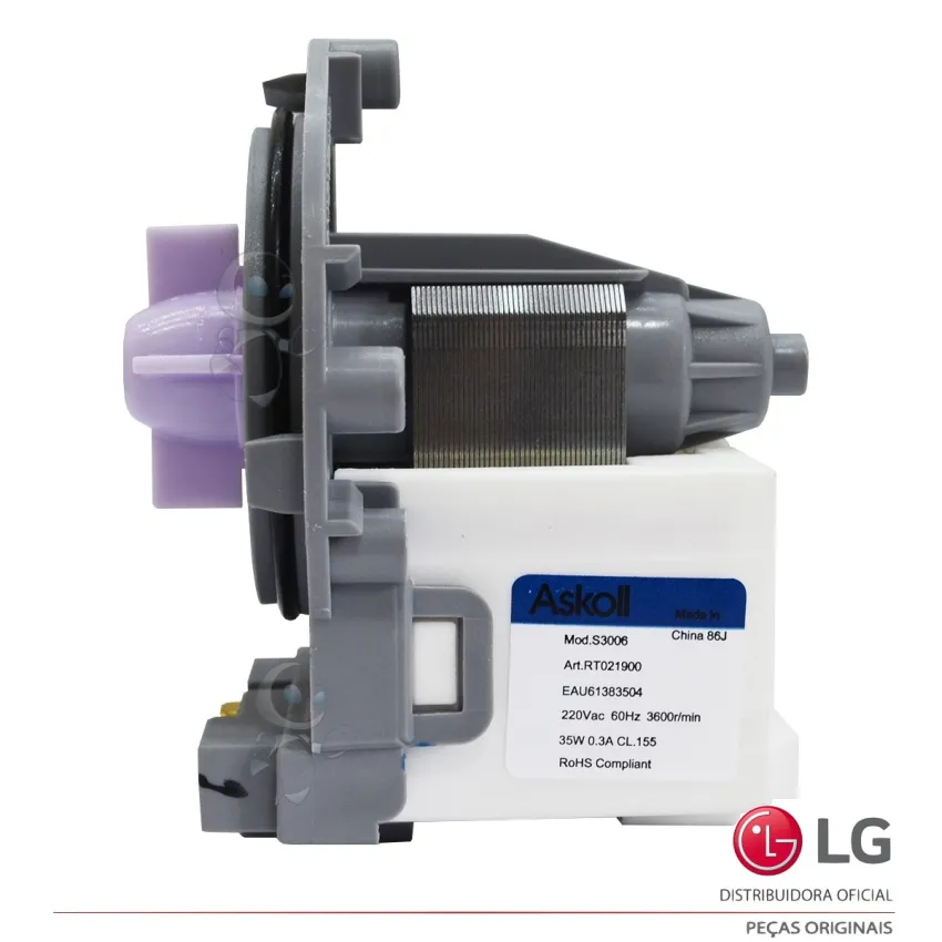 ELETROBOMBA / BOMBA DE DRENAGEM LG LAVA E SECA BPX2-57L 220V 35W EAU62263304 EAU61383504 - ORIGINAL