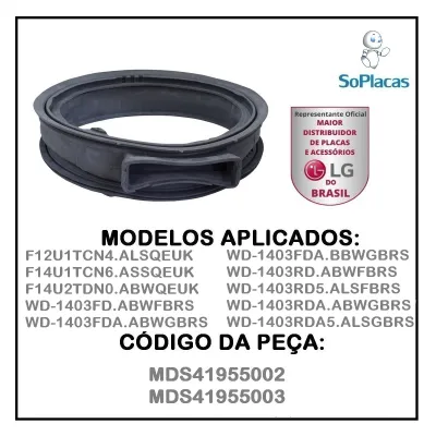 BORRACHA DA PORTA LAVA E SECA LG F12U1TCN4 F14U1TCN6 F14U2TDN0 WD-1403FD MDS63939301 MDS65696501