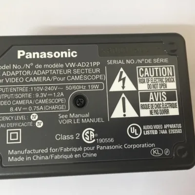 CARREGADOR DE BATERIA PANASONIC VW-AD21PP 110V-240V ~ 50/60Hz 19W 9.3V - 1.2A