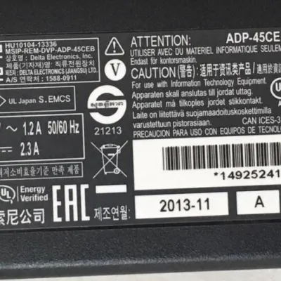 FONTE EXTERNA SONY SVF14N21CXS SVF14NA1EL ADP-45CEB CARREGADOR 100-240V ~ 1.2A(1.3A) 50-60Hz 149252411 1-492-524-11