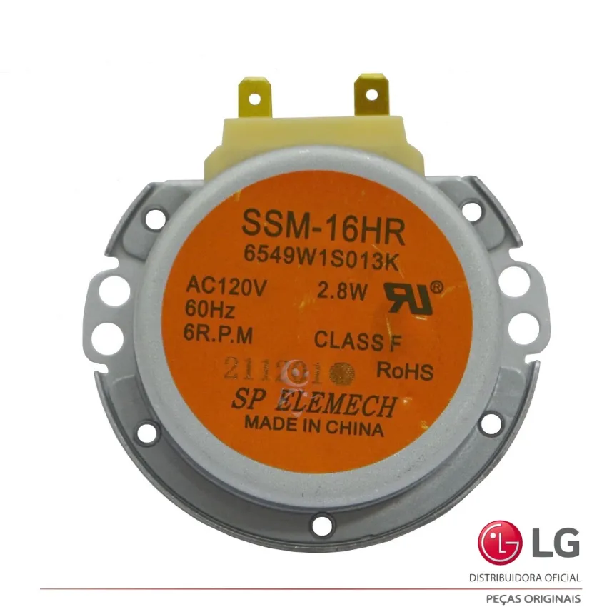 MOTOR DO PRATO GIRATÓRIO MICROONDAS LG MC7646U MJ3281BP MJ3284BP MJ3881BC SSM-16HR AC120V 60Hz 6R.P.M 6549W1S013K