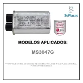 CAPACITOR ALTA TENSÃO MICROONDAS 0.95UF 2100V 50/60HZ MS3047G 0CZZW1H004A 0CZZW1H004B