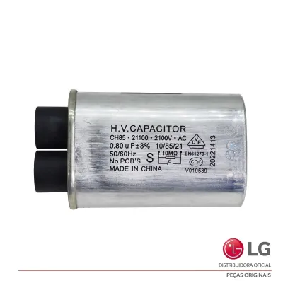 CAPACITOR ALTA TENSÃO MICROONDAS LG 0.80uF 2100V 50/60Hz MS3042R MS3044L MS3045S EAE62927701