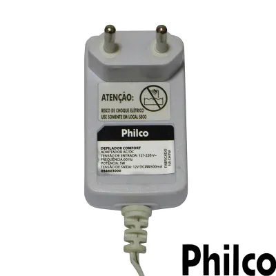 FONTE CARREGADOR DEPILADOR COMFORT PHILCO 127V - 220V 50-60Hz 12V 500mA